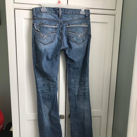 Rocky Mountain Clothing Co Y2K Biker Cruel Womens Denim Jeans Size 28W/5L *READ* - Picture 7 of 13